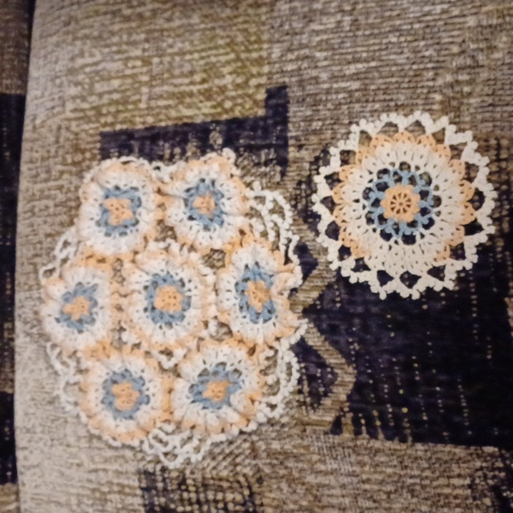 4/$60 Hand-Crochet Floral Doilies In Peach, White & Blue - Set Of 2